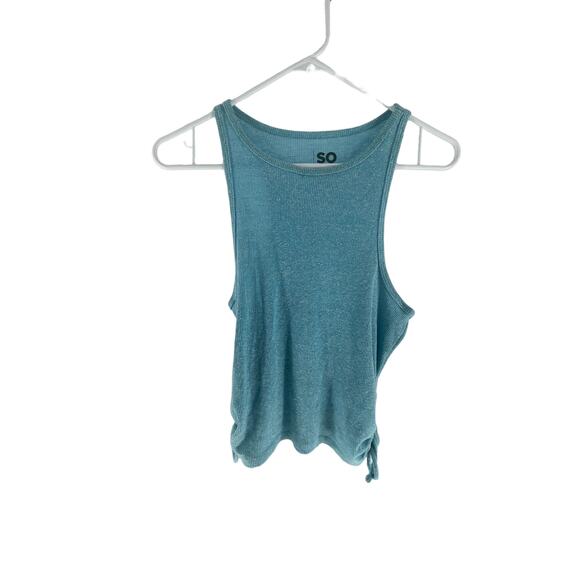 SO Light Blue Ribbed Knit Side-Tie Sleeveless Tank Top Women's Size Large - Picture 1 of 5
